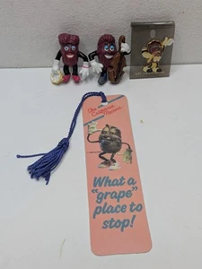California Raisin Pins And Bookmark Lot Singer Tambourine Bass Vintage 80s - Picture 1 of 6