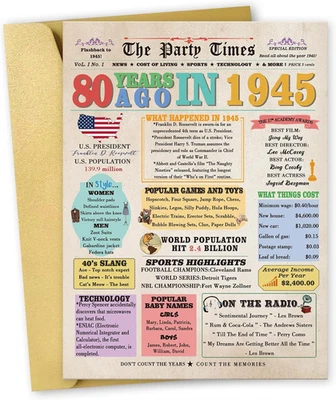 Feliz 80 Cumpleaños Regalos Decoraciones para Mujer Hombre, Retro 80 Años Cumpleaños Foto 1 de 4