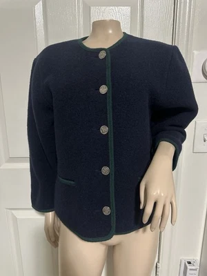 Chaqueta Giesswein para mujer 12 azul lana hervida cárdigan tirolesa botones de metal Foto 1 de 4