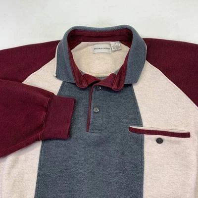 Sudadera Vintage Taylor & Henry Para Hombres 2X Color Bloque Cuello Borgoña Gris Foto 1 de 4