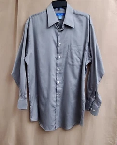 Savile Row Men's Button Up 16 LG 32/33 Grey Wrinkle Free Easy Care Long Sleeve - Picture 1 of 11