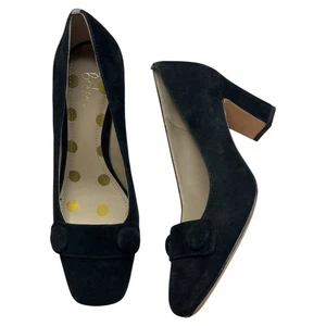 Boden Heels Size 6 Black Suede Square Toe Square Heels Dark Academia - Picture 1 of 8