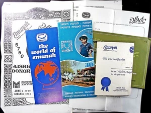 EMUNAH Religioso Mundial Sionista Organización de Mujeres Lote Efímero Israel Años 80-90 - Imagen 1 de 13