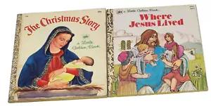 Lot of 2 The Christmas Story & Where Jesus Lived Little Golden Book Vintage - Picture 1 of 4