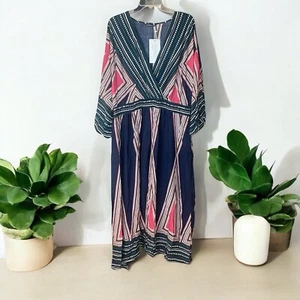 Vestido BloomChic Geométrico Manga Dolman Bolsillo Dobladillo Dividido Talla 22-24 Nuevo con Etiquetas Fluido - Imagen 1 de 14