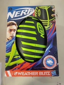 Green Nerf Weather Blitz Foam Kids Football All-Weather Play Outdoor Easy Grip - Picture 1 of 6