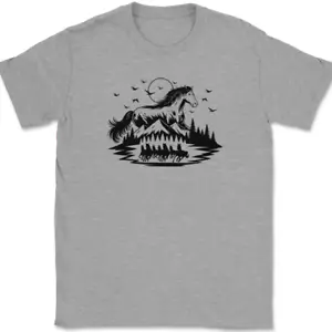 Pferd mit Natur T-Shirt Reitsport Reiter Hobby Jocky Pony Geschenk Tee - Bild 1 von 7