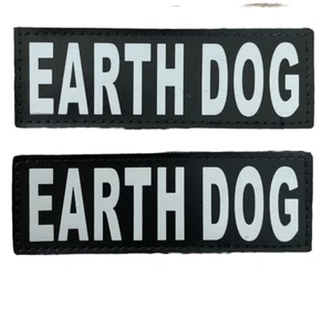 2 x Parche de perro de tierra para arnés, letras reflectantes gancho y bucle parches de 2"x6" - Imagen 1 de 2