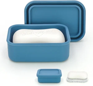 Leak Proof Silicone Travel Soap Case with Draining Layer,Compact Portable Soap C - Picture 1 of 7