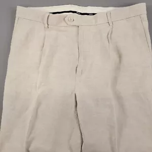 Murano Pants Mens 36X30 Tan Fine European Linen Pleat Breathable Casual Resort - Picture 1 of 10