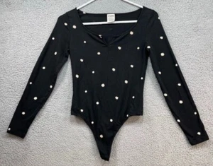 Pink Victoria’s Secret Bodysuit Size XS One Piece Black With Daisies - Picture 1 of 16