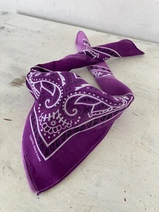 Cotton Square Neck Scarf Neckerchief Bandana Purple Paisley Tie Dye NEW UNWORN - Picture 1 of 6
