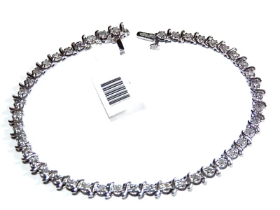 *NUEVO CON ETIQUETAS* Brazalete de tenis de diamantes naturales de 3/4 quilates de oro blanco de 10K de 7,25" de largo Foto 1 de 4