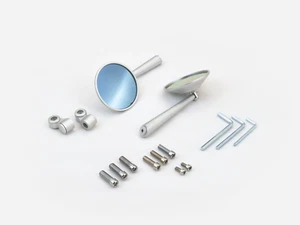 TEC CNC Alloy Round Bar Mirrors - Silver - Picture 1 of 3