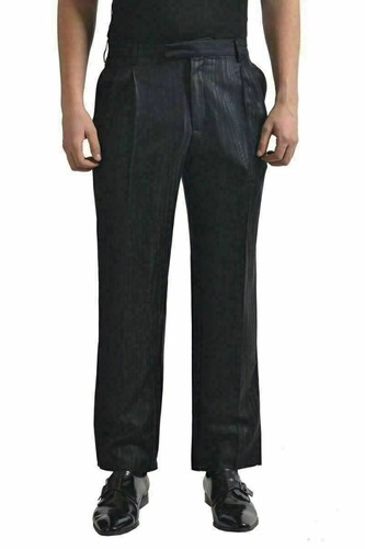 Pantaloni abiti tagliati Versace da uomo lana nera seta disegnati US 32 IT 48