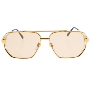 Louis Vuitton Size 63 14 Monogram Reveal Pilot Sunglasses Eyewear Z1835U Gold Us - Picture 1 of 6