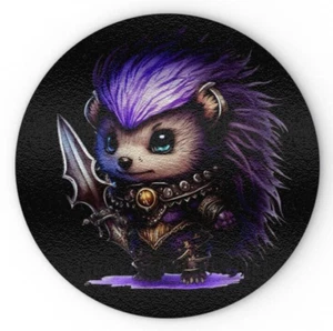 Hetty Hedgehog Glass Chopping Board, Cute Warrior, Gothic, Punk, Fantasy, Gift - Picture 1 of 3