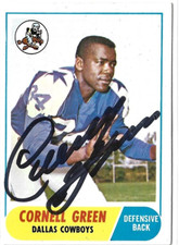 Cornell Green 1968 Topps Autographed Football Card #216 Dallas Cowboys - NFL