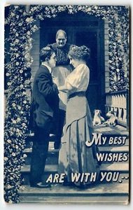 Postal Vieja Bendición Pareja Joven "Mis mejores deseos están contigo" UNP - Imagen 1 de 2