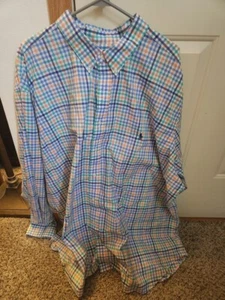 Camicia Ralph Lauren MULTICOLORE a quadri COTONE ELASTICIZZATO 4XB BLU Polo Pony - Foto 1 di 4