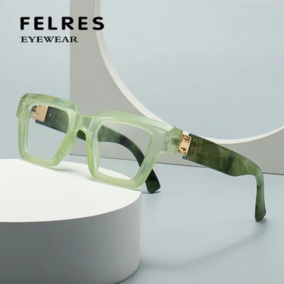 FELRES Herren Damen Anti Blaulicht Lesebrille Klare Gläser Quadratisch Optische Brille