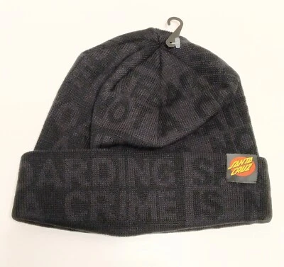 Santa Cruz Not A Crime Long Shoreman Beanie Hat One Size Color: Black - Image 1 of 4