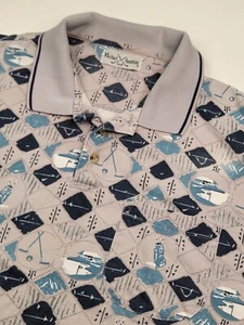 Vtg Michael Austin Golf Polo Shirt Men XL? All Over Graphics Short Sleeve No Sz - Picture 1 of 10