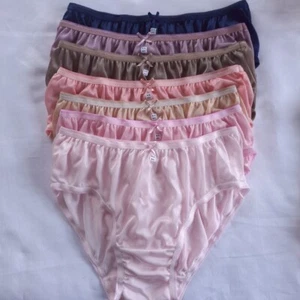 7 Bikini Nylon Women Panties Light Sheer Silky Soft Smooth Briefs Hip 38"- 42"XL - Picture 1 of 12