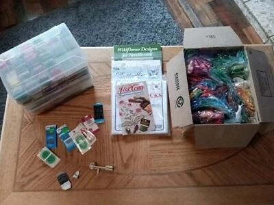 HUGE Lot Of DMC J&P COATS Embroidery Floss Cross Stitch SKEINS books/Misc READ! - Image 1 of 4