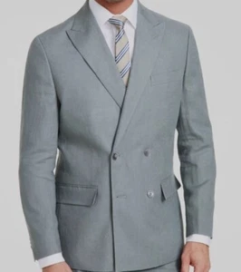 Tommy Hilfiger Hombre Verde Moderno Doble Pecho Lino Traje Chaqueta Talla 44L dz5 - Imagen 1 de 1