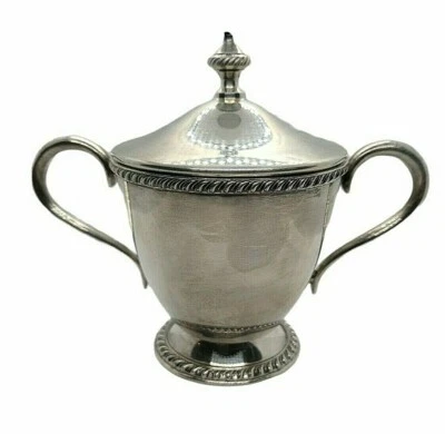 Azúcarero Haddon Oneida Community plateado doble mango con tapa vintage Foto 1 de 4