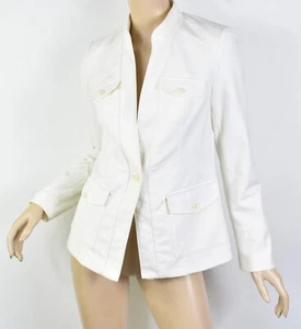 WHITE HOUSE BLACK MARKET Ecru Ivory Comfort Stretch Safari Jacket Blazer 6 - Picture 1 of 4
