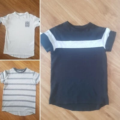 Bundle / Set of 3 X Boy's T-Shirts ~ NEXT ~ Black, White, Grer ~ 8 Years ~ VGC - Image 1 of 4