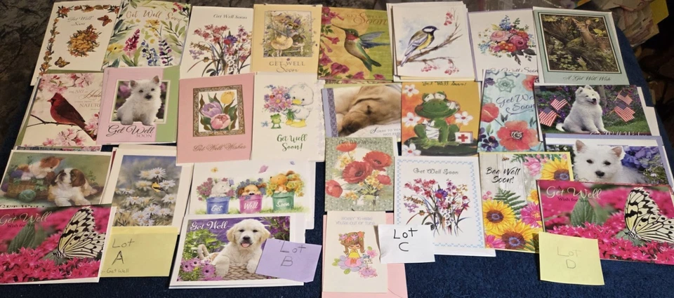10 Assorted  GET WELL GREETING CARDS YOU CHOOSE Your Favorite LOT of 10 Cards - Image 1 of 1