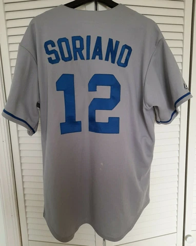 Texas Rangers Alfonso Soriano #12 Majestic Adult Button Down Gray Jersey L Large Cover