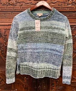 New Style & Co. Women Petite Chenille Pullover Sweater, Green Combo, Petite - Picture 1 of 1