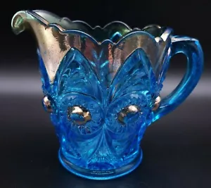 4" Antique US GLASS Bulls Eye and Fan Pressed Glass Creamer / Pitcher - Picture 1 of 5
