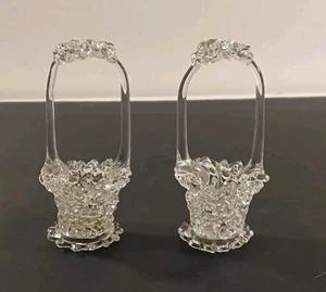 Juego de 2 mini cestas decorativas de vidrio hilado de aproximadamente 3" de alto - Imagen 1 de 5