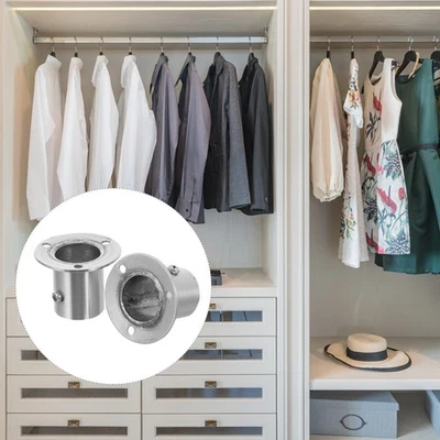 4pcs Stainless Steel Closet Rod Flange Socket Useful Closet Rod Support Holder - Image 1 of 4