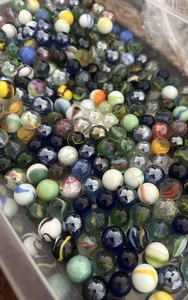 Vintage Konvolut bunte Glasmurmeln 300+ Mini groß normal massiv klar alt - Bild 1 von 15