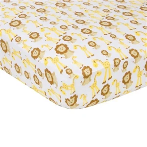 MiracleWare 7149 Giraffes & Lions Muslin Crib Sheet - Picture 1 of 1
