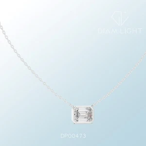 2.50 Ct Emerald Lab Grown Diamond Pendant Necklace 14k White Gold IGI Certified - Picture 1 of 12