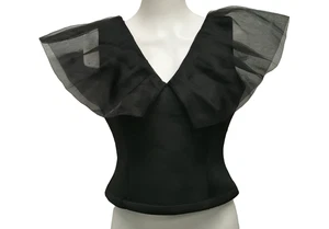 BNWT Coast Black Organza Shoulder Ruffle Top Size 16 - Picture 1 of 8