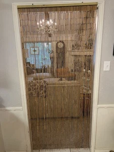 Vtg Blind Tiki Room Hippie Boho Door Way Wood Bamboo Bead Curtain Entry Hanging - Picture 1 of 5