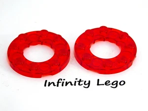 2 LEGO Trans-Red Plate 4 x 4 Round with Cut-out (11833 28620 29337) 2 Pieces - Picture 1 of 1