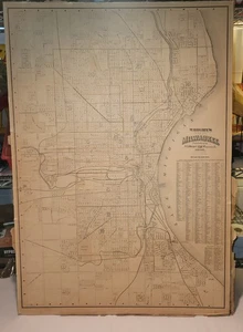 C. 1896 A.G. Wright's Milwaukee City Street Map. Road Map Large 36x24 - Picture 1 of 9