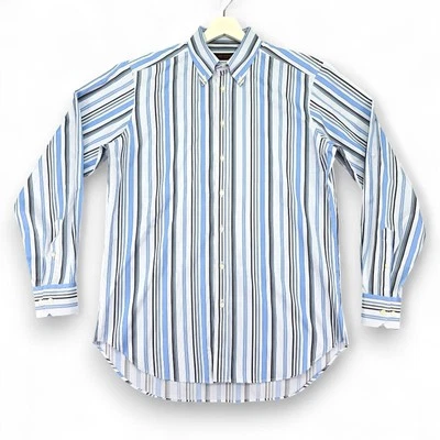 Etro Milano Striped Button Down Long Sleeve Dress Shirt Mens Size 41 Blue White - Image 1 of 4