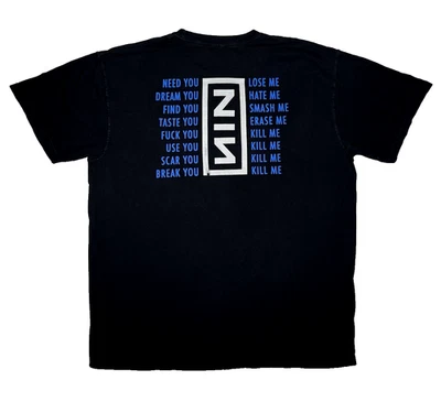 Camisa Borradora de Uñas Nine Inch De Colección NIN XXL The Downward Spiral Tour Álbum Rock Foto 1 de 4