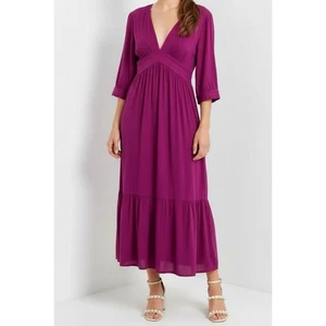 $395 NWT BA&SH Saturne Midi Dress, Fuchsia Pink, XL - Picture 1 of 14