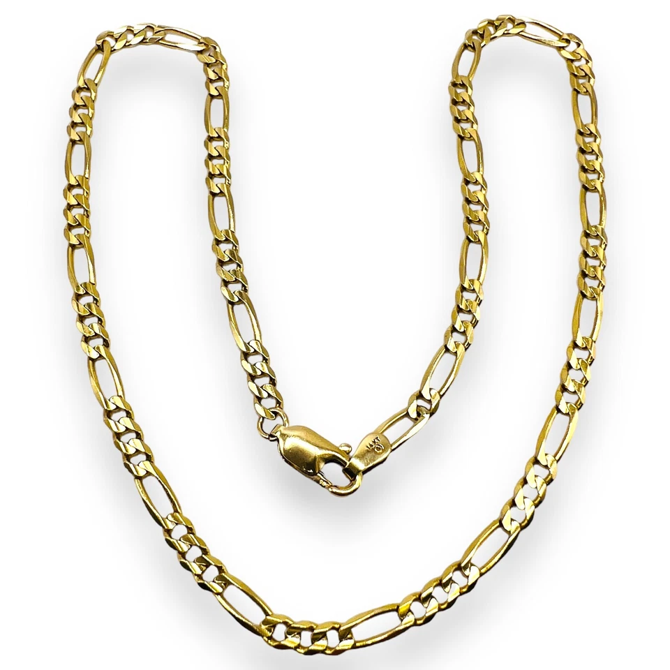 Tobillera Figaro Mujer Sólida Real Oro Amarillo 14k 12" pulgadas 4 gramos Foto 1 de 1